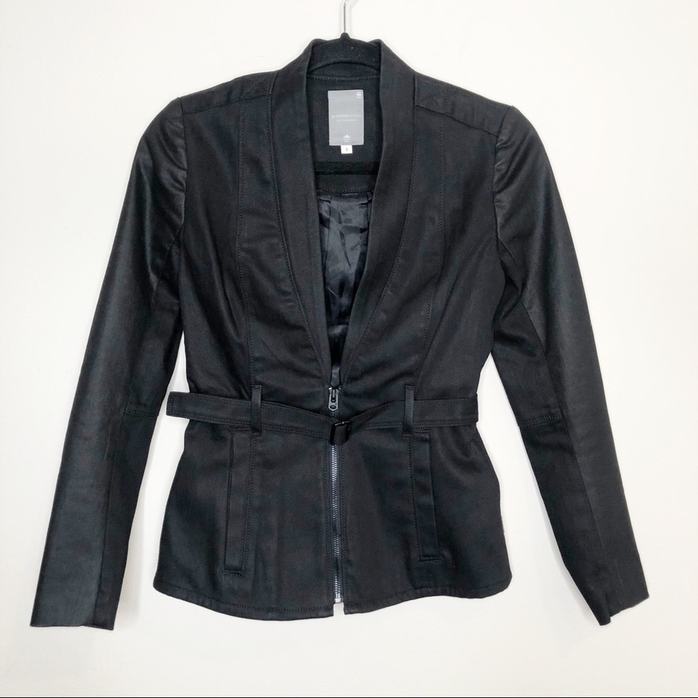 G-Star RAW Denim Fitted Jacket Black Size Small